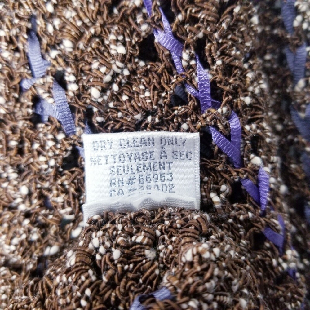 Cynthia Steffe Sweater Women Size Medium Knit Brown Cream Purple See Through - Picture 10 of 16